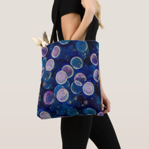 Tote Bag Orbes cosmiques bleues
