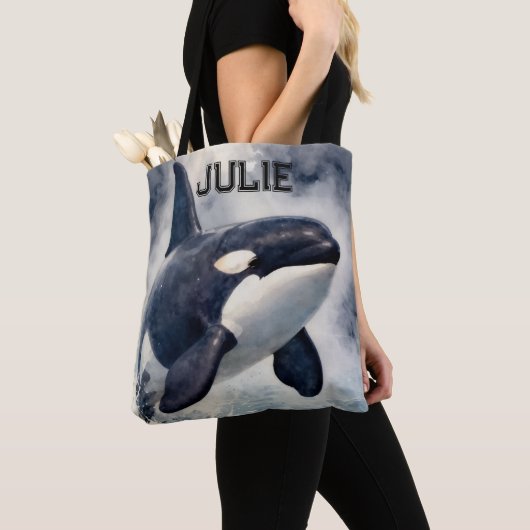 Tote Bag  Orca Stormy waves, Personalized (De près)