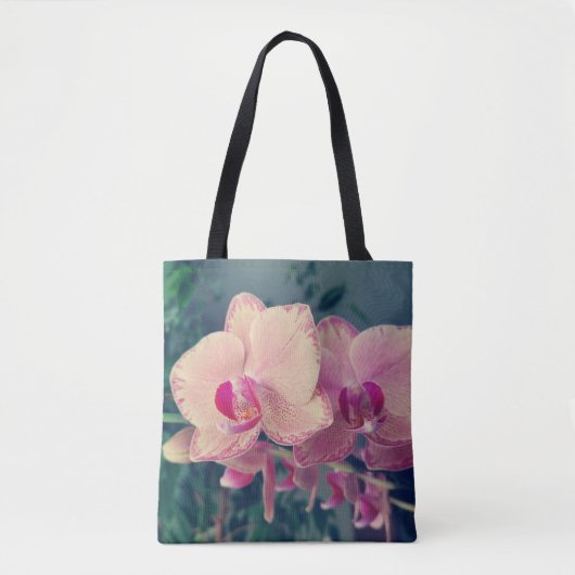 Tote Bag Orchid phalaenopsis ppolka dot pink flowers (Devant)