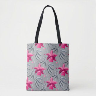Tote Bag orchidée avec feuilles dansants