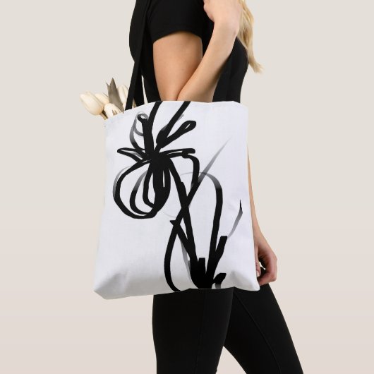 Tote Bag Orchidée Blanc : Abstrait blanc et noir (De près)