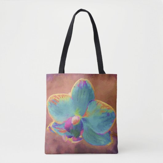 Tote Bag Orchidée bleu et violet peinture florale (Devant)