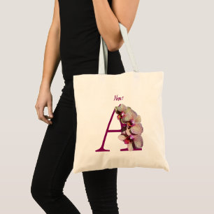 Tote Bag Orchidée Élégant Monogramme Initiale A Personnalis