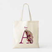 Tote Bag Orchidée Élégant Monogramme Initiale A Personnalis (Dos)