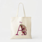 Tote Bag Orchidée Élégant Monogramme Initiale A Personnalis (Devant)