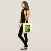 Tote Bag Orchidée fleurs vert et jaune art (Devant (modèle))