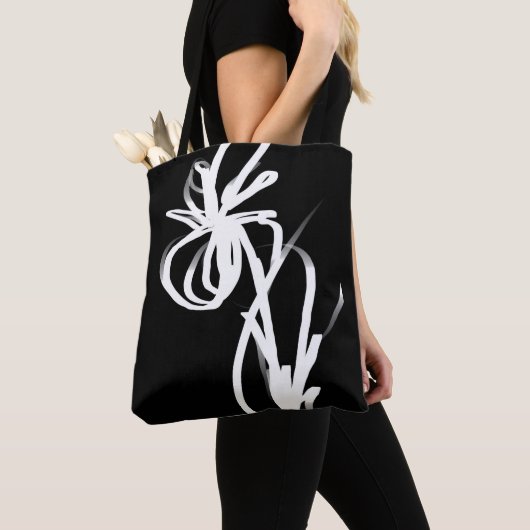 Tote Bag Orchidée Noir : Abstrait noir et blanc (De près)