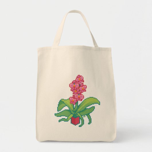 Tote Bag Orchidée Pixelart, Pixel Art (Devant)