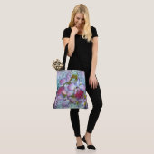 Tote Bag Orchidée rose violet aquarelle florale (Sur le modèle)