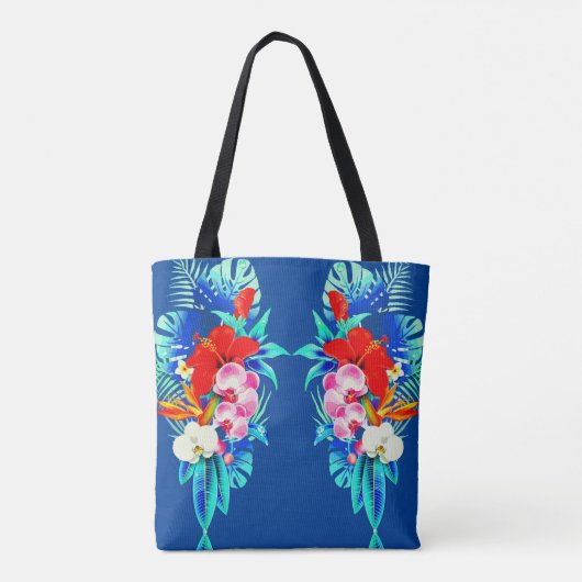 Tote Bag Orchidée tropicale et palmier feuille floral hawaï (Dos)