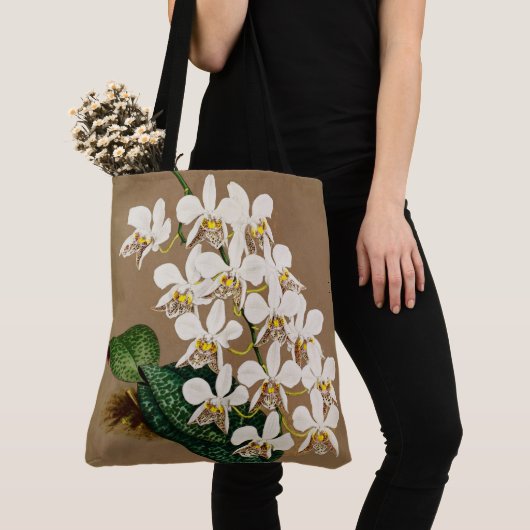 Tote Bag Orchidées Blanches Impression Botanique, Arrière - (De près)