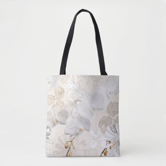 Tote Bag Orchidées blanches sur une crème légère (Devant)
