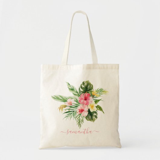 Tote Bag Orchidées de fleurs roses Feuilles tropicales (Devant)