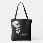 Tote Bag Orchidées noires et blanches modernes Monogramme f (Dos)