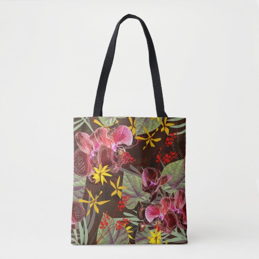 Tote Bag Orchidées rouges. (Devant)