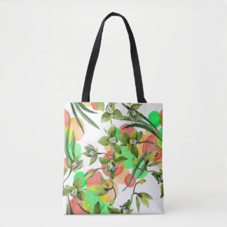 Tote Bag Orchidées vertes : aquarelle florale sans soudure.