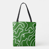 Tote Bag Organic Liquid Line Art Forest Green Wavy Abstract (Dos)