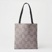 Tote Bag Oriental Bleu Beige Marocain Motif géométrique (Devant)