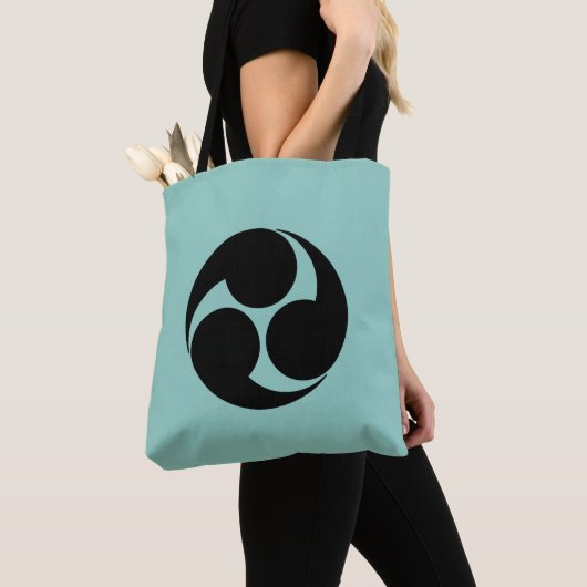 Tote Bag Oriental Turquoise Noir Kobayakawa Japon Mon Art (De près)
