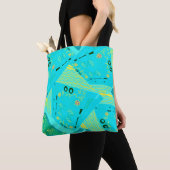 Tote Bag Origami Chintz (L) Turquoise Jaune Turquoise (De près)