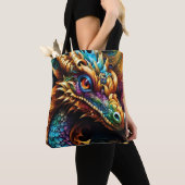 Tote bag original Dragon dans le style steampunk (De près)
