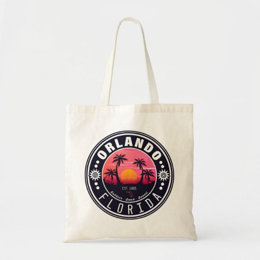 Tote Bag Orlando Florida Retro Sunset Souvenir tropical 80s (Devant)