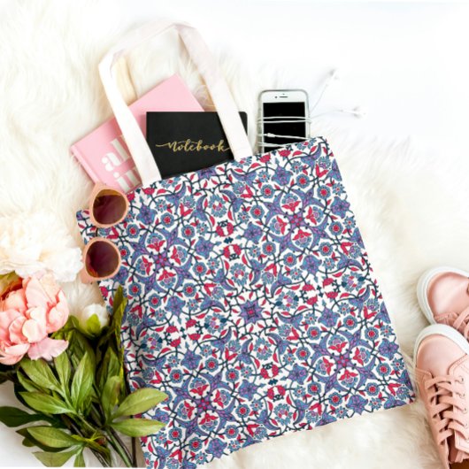Tote Bag Ornamental Turkish Tile Pattern 
