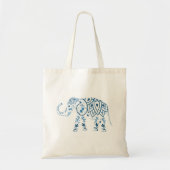 Tote Bag Ornate Patterned Blue Elephant (Devant)