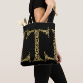 Tote Bag Orné Gold T Monogramme Design initial sur n'import (De près)