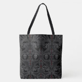 Tote Bag Ornement Goth Grey avec crâne (Devant)