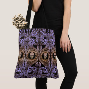 Tote Bag Ornement pourpre de Goth avec le crâne