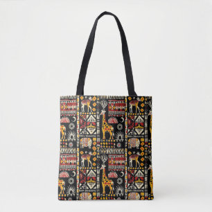 Tote Bag Ornement traditionnel ethnique africain, patte tri
