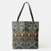 Tote Bag Ornement Vert Goth Sage Avec Crâne (Devant)
