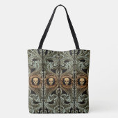 Tote Bag Ornement Vert Goth Sage Avec Crâne (Dos)