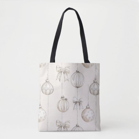 Tote Bag Ornements de Noël à la crème chic (Devant)