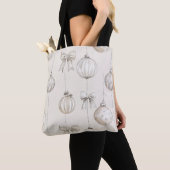 Tote Bag Ornements de Noël à la crème chic (De près)