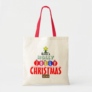 Tote Bag Ornements de Noël Jolly Reversible