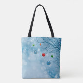 Tote Bag Ornements de Noël personnalisés sur l'arbre w Flak (Dos)