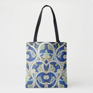 Tote Bag Ornements hindous bleu