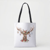Tote Bag Ornements rustiques Antler Reindeer de Noël (Devant)