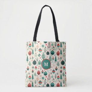 Tote Bag Ornements vintages Arbre Motif Noël rétro