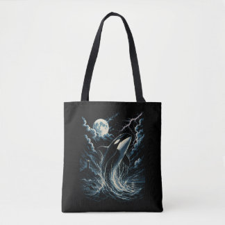 Tote Bag Orque de minuit vintage Orca Lune 90 Killer Whale