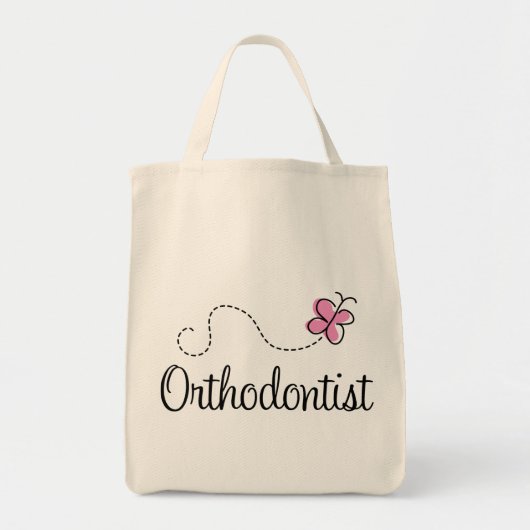 Tote Bag Orthodontiste rose mignon de papillon (Devant)