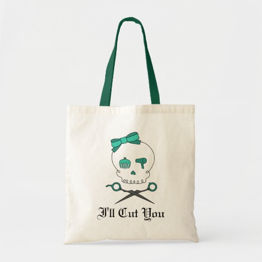 Tote Bag Os croisés de crâne et de ciseaux de coiffeur - (Devant)