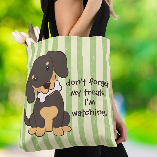 Tote Bag Os de teckel à rayure verte