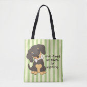 Tote Bag Os de teckel à rayure verte (Devant)
