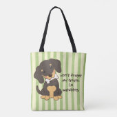 Tote Bag Os de teckel à rayure verte (Dos)