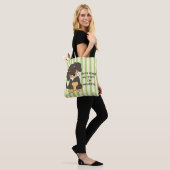 Tote Bag Os de teckel à rayure verte (Sur le modèle)