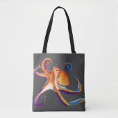 Tote Bag Otopus vie marine aquarelle art (Devant)