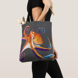 Tote Bag Otopus vie marine aquarelle art